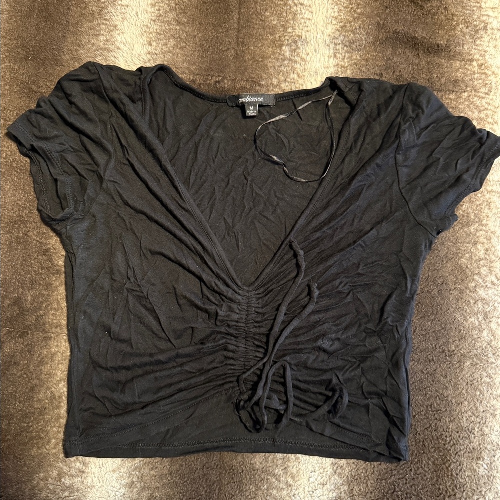 Black V-Neck crop top